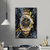 Canvas Experts poster Met Gouden ROLEX horloge 100x70CM *ALLEEN POSTER OP 250GR PAPIER * Wanddecoratie | Poster | Wall art | canvas Doek |muur decoratie |