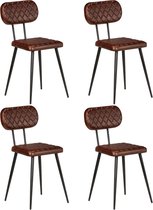 Decoways - Eetkamerstoelen 4 st echt leer bruin