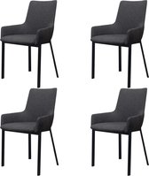 Decoways - Eetkamerstoelen 4 stuks stof donkergrijs