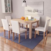 Decoways - Eettafel met stoelen kunstleer en eikenhout crème 7-delig