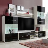 Decoways - Muurvitrine tv-meubel met LED-verlichting zwart 5-delig
