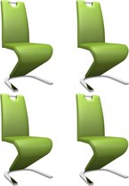 Decoways - Eetkamerstoelen met zigzag-vorm 4 st kunstleer groen