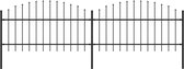 Decoways - Tuinhek met speren bovenkant (1-1,25)x3,4 m staal zwart