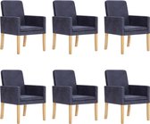 Decoways - Eetkamerstoelen 6 st kunstsuède grijs