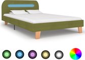 Decoways - Bedframe met LED stof groen 120x200 cm
