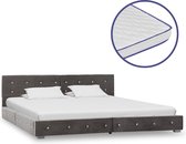 Decoways - Bed met traagschuim matras fluweel grijs 160x200 cm
