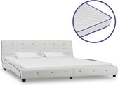 Decoways - Bed met traagschuim matras kunstleer wit 180x200 cm