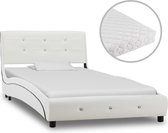Decoways - Bed met matras kunstleer wit 90x200 cm