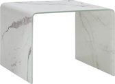 Decoways - Salontafel 50x50x45 cm gehard glas marmer wit