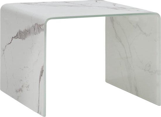 Decoways – Salontafel 50x50x45 cm gehard glas marmer wit