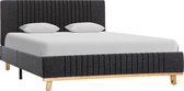 Decoways - Bedframe stof donkergrijs 140x200 cm