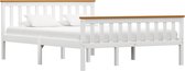 Decoways - Bedframe massief grenenhout wit 140x200 cm