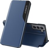 Samsung Galaxy S22 Hoesje Book Case met Side Display en Stand Blauw