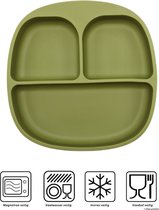 Bébé - Assiettes Bébé - Vaisselle enfant - Assiette Vaisselle pour enfants - avec ventouse - Incassable - 19x19 - Vert