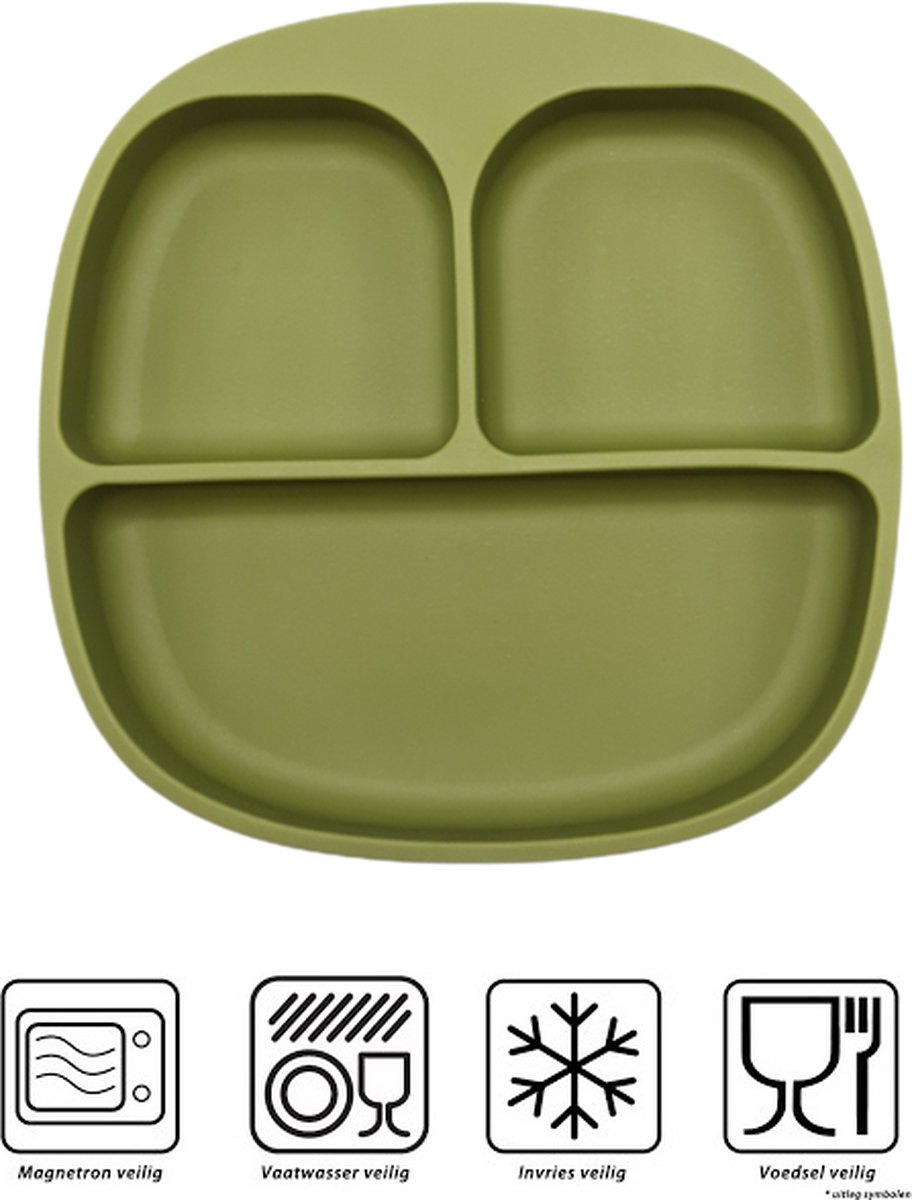 Goedkoopste Baby - Baby Bordjes - Kinderservies - Kinderbord - met zuignap - Onbreekbaar - 19x19 - Groen