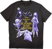 Disney The Nightmare Before Christmas Heren Tshirt -S- Purple Characters Zwart