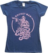 Elton John Dames Tshirt -S- Rocketman Circle Point Blauw
