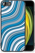 Telefoonhoesje iPhone 7/8/SE 2020/2022 TPU Back Cover met Zwarte rand Golven Blauw