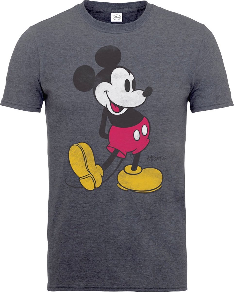 Disney Mickey Mouse Heren Tshirt -L- Vintage Grijs