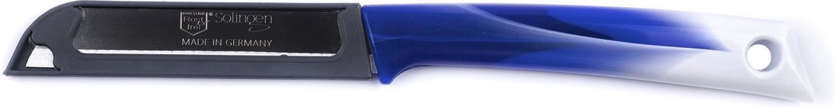 Solingen Schilmesje – RVS Glad – 19 cm met Blade Cover – Bi-Color Blauw met Wit