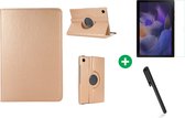 Hoes Geschikt voor Samsung Galaxy Tab A8 hoes - (2021/2022) Tablethoes draaibaar - 10.5 inch + Screenprotector - met stylus pen - Goud