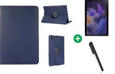 Samsung Galaxy Tab A8 (2021 / 2022) Tablethoes draaibaar - 10.5 inch + Samsung Galaxy Tab A8 Screenprotector - met stylus pen - Donkerblauw