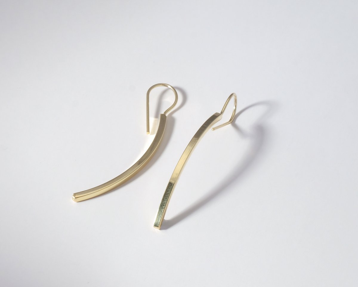 2bs jewelry kokoschka strip oorbellen, zilveren oorbellen, 14k goud plated, handmade