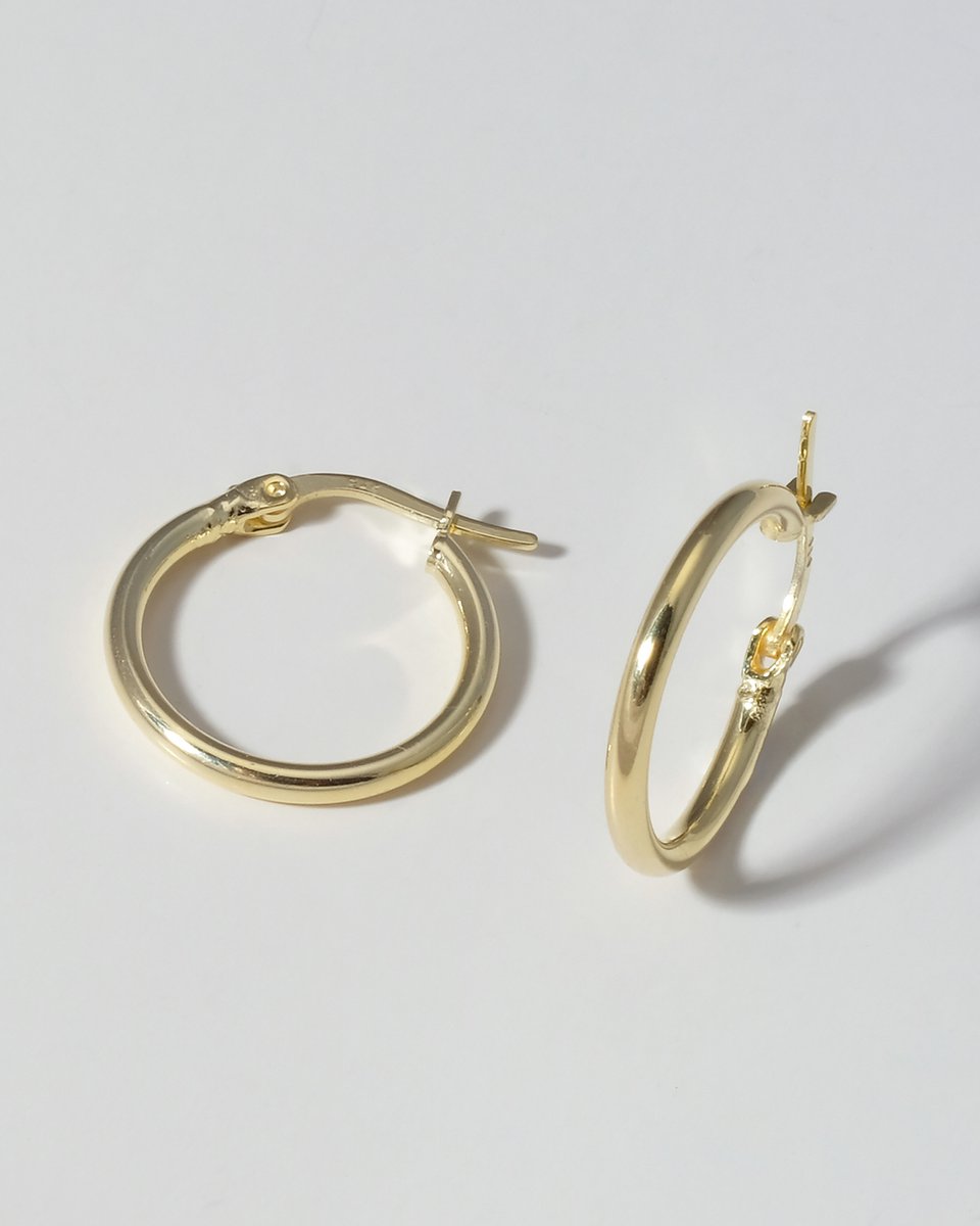 2bs jewelry kandinski huggie oorbellen, zilveren dames oorbellen, 14k goud plated, handmade