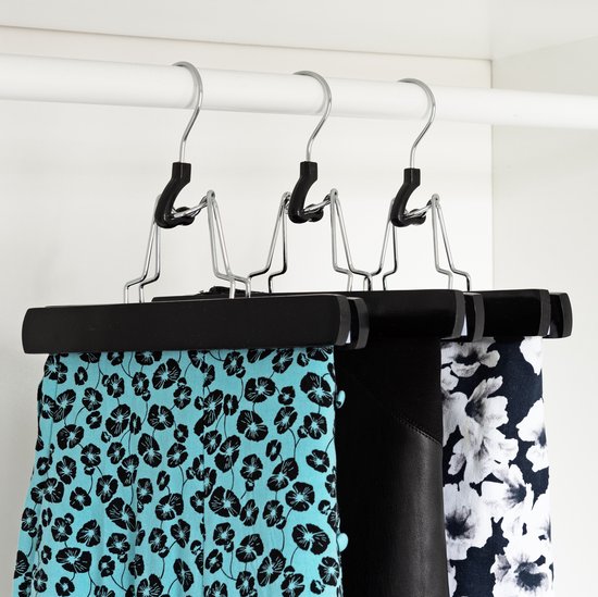 Cintres pour jupes en bois Eleganca 5 pièces - noir - cintre  multifonctionnel pour