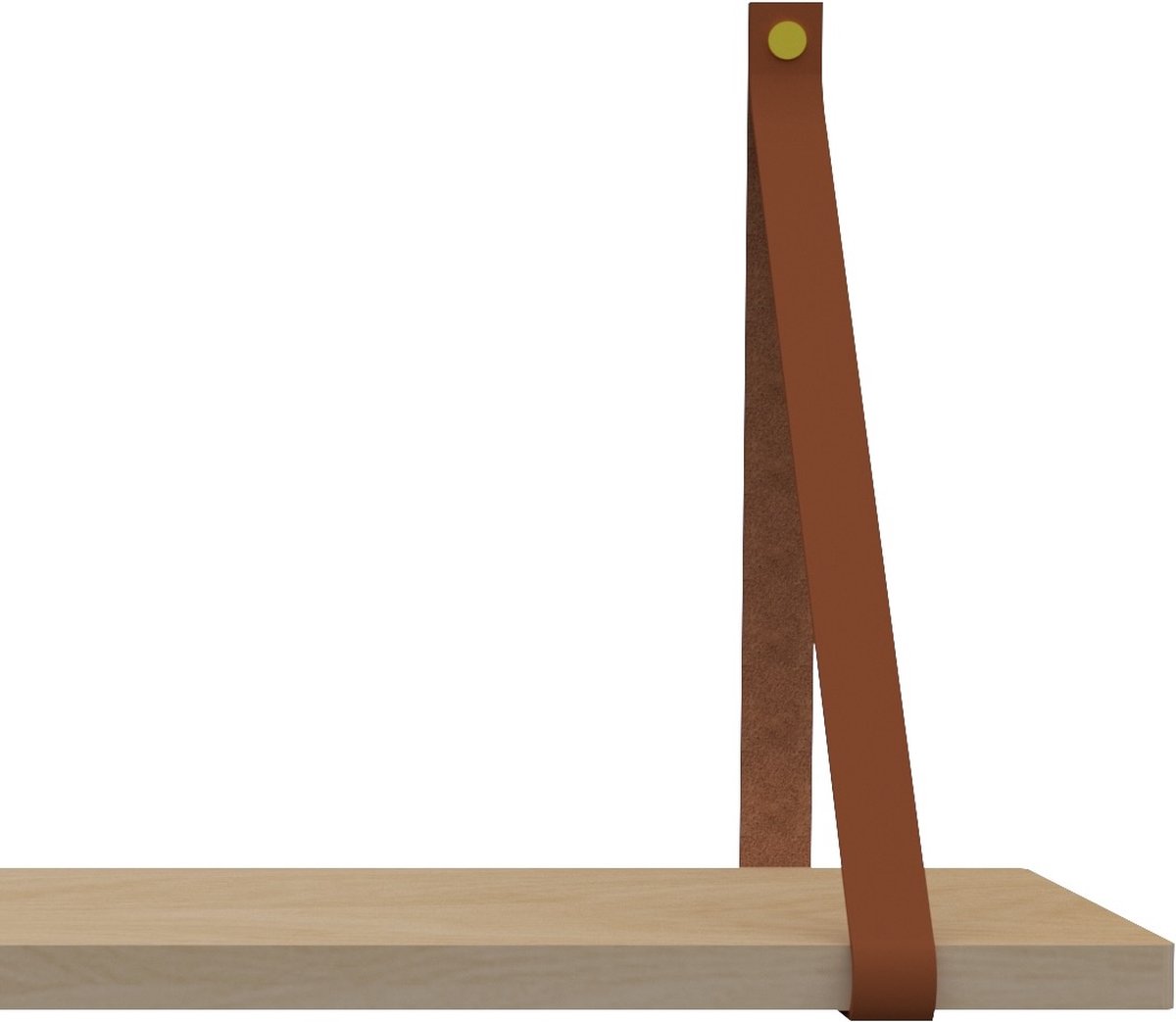 Handles and more Leren plankdragers - met sierschroeven - 100% leer – Cognac – set van 2 leren plank banden
