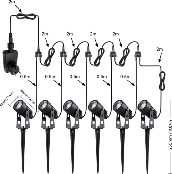 Set van 10 Spotlight LED-tuinverlichting 3W 220V IP65