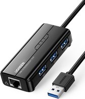 Ugreen USB A Hub & Internet Hub 28cm kabel met 1 RJ45 poort Gigabit Ethernet 1000Mbps en 3 USB 3.0 poorten 5Gbps