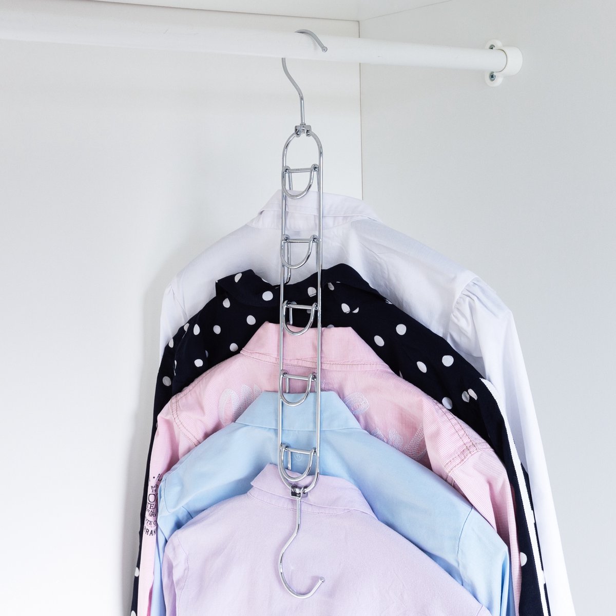 Eleganca Luxe Kledinghanger 5in1 - 5 laags - Kledinghanger Ruimtebesparend - Ophangen van meerdere Kledinghangers - Zilver