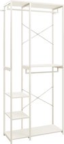 Decoways - Kledingkast 90x40x213 cm metaal en spaanplaat wit