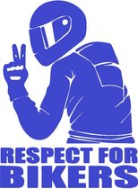 Respect for bikers sticker - Auto stickers - Auto accessories - Stickers volwassenen - 11 x 15 cm blauw