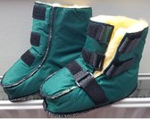 Schapenvacht schoenen met klittenband, maat 35/36, kleur Groen