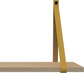 Handles and more Leren plankdragers - met sierschroeven - 100% leer – Okergeel – set van 2 leren plank banden