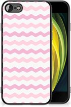 Bumper Hoesje iPhone 7/8/SE 2020/2022 GSM Hoesje met Zwarte rand Waves Roze