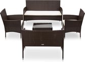 Decoways - 5-delige Loungeset met kussens poly rattan bruin