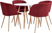 Decoways - 5-delige Eethoek stof wijnrood