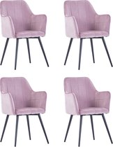 Decoways - Eetkamerstoelen 4 st fluweel roze