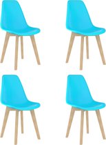 Decoways - Eetkamerstoelen 4 st kunststof blauw