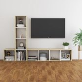 Decoways - 3-delige Tv-meubelset spaanplaat wit en sonoma eikenkleurig