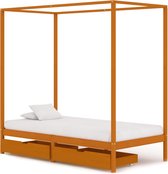 Decoways - Hemelbedframe met 2 lades massief grenenhout 90x200 cm