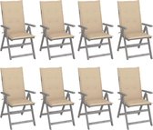 Decoways - Tuinstoelen 8 st verstelbaar met kussens acaciahout grijs