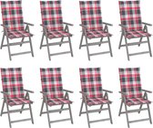 Decoways - Tuinstoelen 8 st verstelbaar met kussens acaciahout grijs