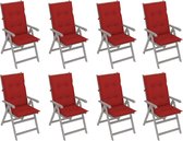 Decoways - Tuinstoelen 8 st verstelbaar met kussens acaciahout grijs