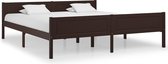 Decoways - Bedframe massief grenenhout donkerbruin 180x200 cm