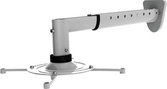 Universele verstelbare wandbeugel voor short throw beamer, 41-63 cm afstand, 360° draaibaar, zilver