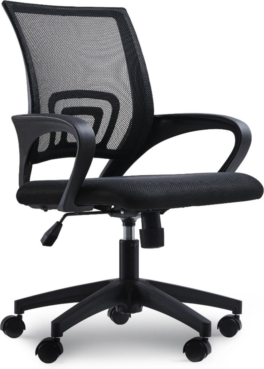 ACAZA Bureaustoel met Armsteunen - In Hoogte Verstelbaar - met Wielen - ergonomische Bureaustoel - Zwart